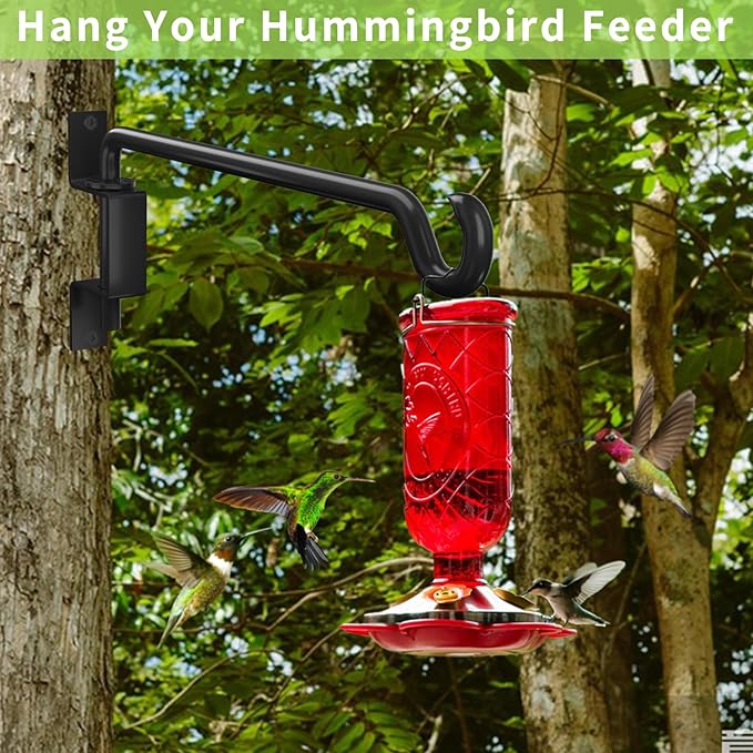 10 Inch Hanging Plant Holder, Wall Plant Hanger, Plant Hangers Outdoor, Swivel Plant Hanger, for Outdoor Hanging Bird Feeders, Wind Chimes, Plant Baskets, Black