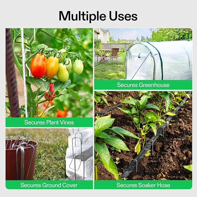 VIVOSUN 6 Inch 50-Pack Garden Stakes, Galvanized Steel Landscape Stapes 11 Gauge U-Shaped Pins for Weed Barrier Fabric, Ground Cover, Soaker Hose, Irrigation Tubing, Holding Fence