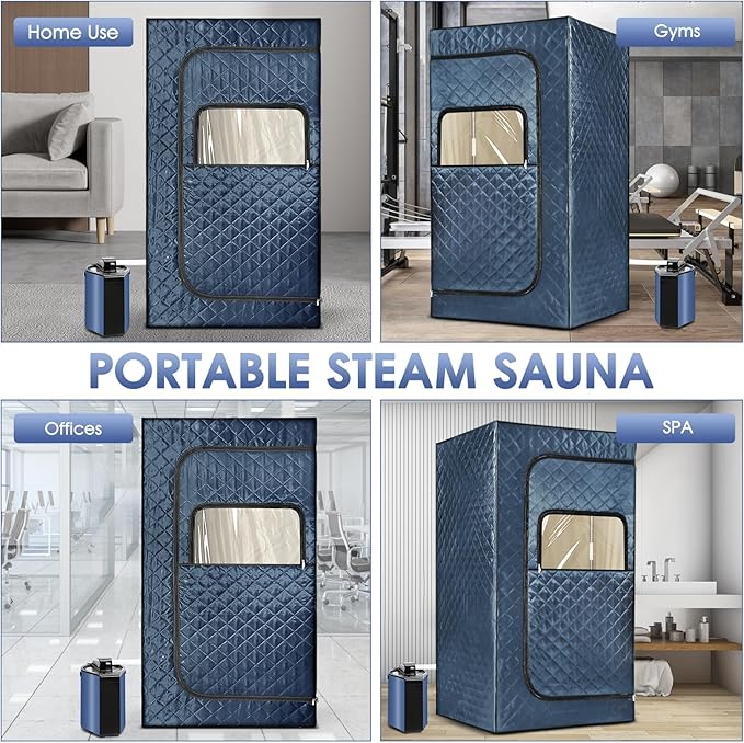 Portable Steam Sauna Tent for Home – Dual Mode Standing/Sitting Sauna Box with 9-Level Temperature Control (95-140°F), 3L Steamer & Wireless Remote, Large Size 72 Auto Shut-Off