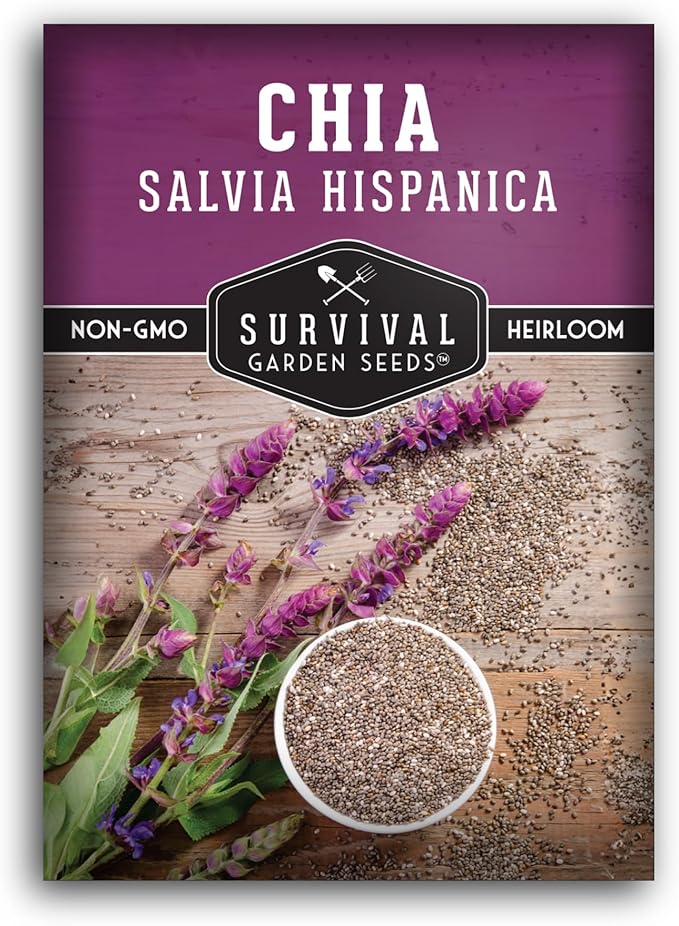 Mexican Chia Seed for Planting - 1 Packet with Instructions to Plant and Grow Mexican Chia in Your Home Vegetable Garden - Non-GMO Heirloom Variety - Survival Garden Seeds