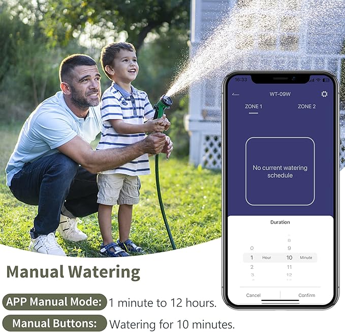 WiFi Sprinkler Timer 2 Zone, Diivoo Programmable Water Hose Timer 2 Outlet for Garden, Automatic Irrigation Timer IP54 with Rain Delay/Manual/Auto Mode, Outdoor Hose Timer Controller for Lawn, Yard