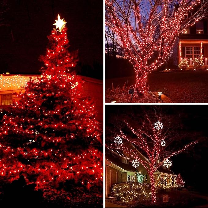 Connectable 240LED 95Ft 13Modes String Lights Indoor Outdoor | Extendable Green Wire Red & Green Christmas Tree Lights with Timer | Twinkle Fairy Light Plug in for Xmas Tree Garden Decor(Red & Green)