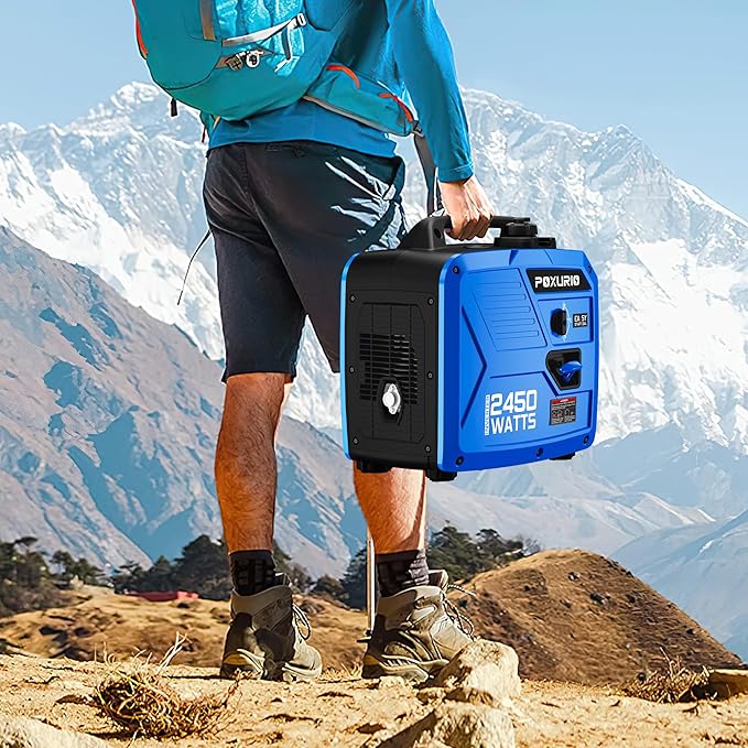 2450-Watt Portable Inverter Generator for Home Use, 1.6Gallon Large Fuel Tank Up to 8.3 Hours Use, 120V Gas Powered Generator Super Quiet - EPA Compliant
