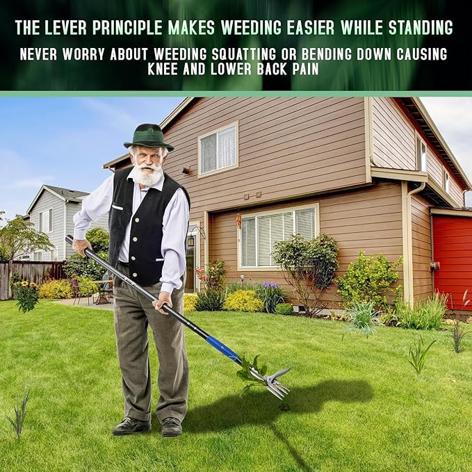 50” Weed Puller Tool for Crabgrass, Dandelion etc,Stand Up Weeder with Easy-Eject Mechanism, Steel Handle, Steel Claw,Garden Weed Remover Tool Without Bending, Pulling,Kneeling.
