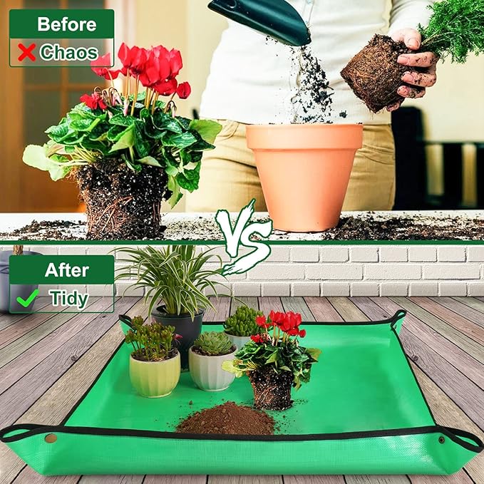 3 PCS 27"x 27" PE Waterproof Indoor & Outdoor Potting Mat, Green, 27" x 27"