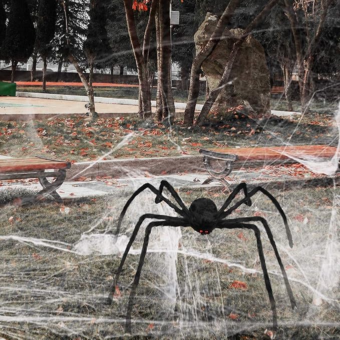 Halloween Giant Huge Spider, 4.1FT Large Foldable Spider Fake Hairy Spider Scary Decorations Halloween Spider Outdoor Yard