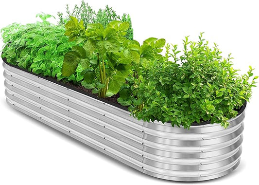 Utopia Home Galvanized Raised Garden Bed Kit 6x2x1ft, Planter Box Raised Garden Beds Outdoor, Easy Assembly Metal Raised Bed for Gardening Vegetables, Fruits, Flowers - Pack of 01 - Silver