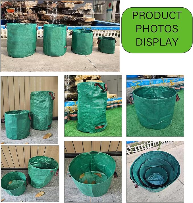 Reusable Yard Waste bags,Collapsible Leaf Bag with Gardening Gloves,Yard Debris Collapsible Bag With 4 Handles, for Leaves, Lawn Debris & Grass Clippings (14Gallon)