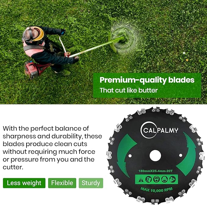 (2-Set) 7" x 20T Chainsaw Tooth Brush Blades – 2 Blades, 3 Assorted Round Files (5/32’’, 3/16'', 11/64'') and 4 Washers | for Cutter, Trimmer, Weed Eater | Made from Carbon Steel, Cuts Like Butter