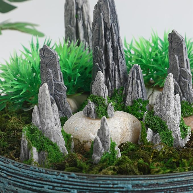Gatuida 8Pcs Miniature Rockery Decorative Resin Rockery Statues for Micro Landscape