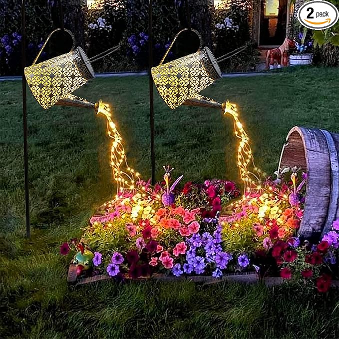 VOOKRY Solar Watering Can Lights, 2 Pack Large Hanging Solar Lights Outdoor Waterproof Garden Decor Outside for Patio Yard Porch Lawn Landscape Gardening Gifts for Mom Women Grandma Birthday