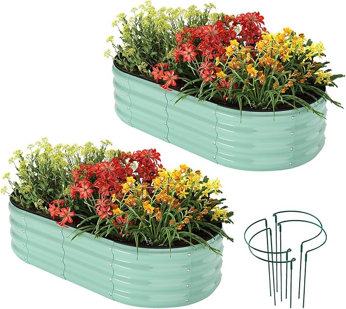 Galvanized Metal Planter Raised Garden Bed Kit for Gardening Outdoor,4x2x1ft 2 Planter Grow Garden Box Raised Flower Bed,Long Vegetable Clearance Herb Raised Garden Beds for Container Gardening