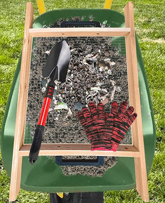 Large Soil Sifter, Dirt Sifter for Gardening, for Use in a Wheelbarrow, Compost Sifter, Garden Sieve for sifting Little Rocks/Top Soil/Leaves/Loam Soil/Sand/Gravel (17.8”×34.5” with Mesh Screen 1/2")