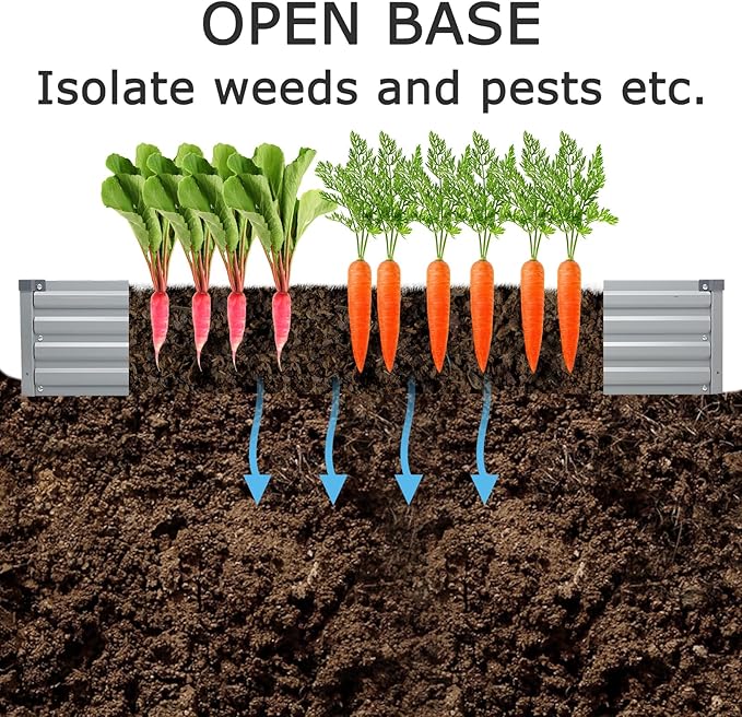 12x2x1ft(2 Pack) Galvanized Raised Garden Bed,Outdoor Planter Box Metal Patio Kit Planting Bed for Vegetables Flowers Herb,Silver