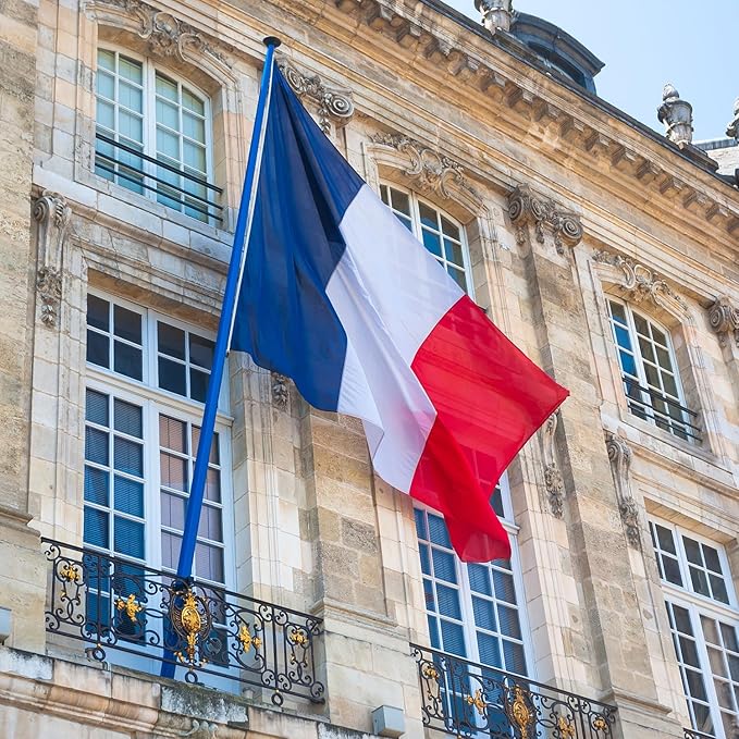 France French Flag 3x5 ft Outdoor, Double Sided 3 Ply Heavy Duty National Flag for FR, 100% Quality Polyester French Banner with Brass Grommets 4 Rows Stitches