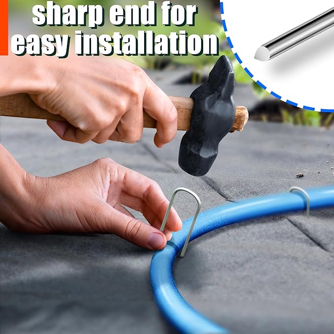 U Shaped Garden Stakes 6 Inch 120 Pack Drip Irrigation Stakes Galvanized Landscape Garden Staples Hose Stakes for Soaker Hose Drip Line Irrigation Tubing Tube, Lawn Ground and Weed Barriers