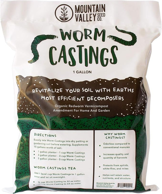Earth Worm Castings – Organic Red Worm Compost Soil Amendment - .13 Cubic Foot ~6 Lbs - Approximately 1 Gallon - Organic Red Worm Vermiculture and Compost Home, Garden, Greenhouse, and Farm