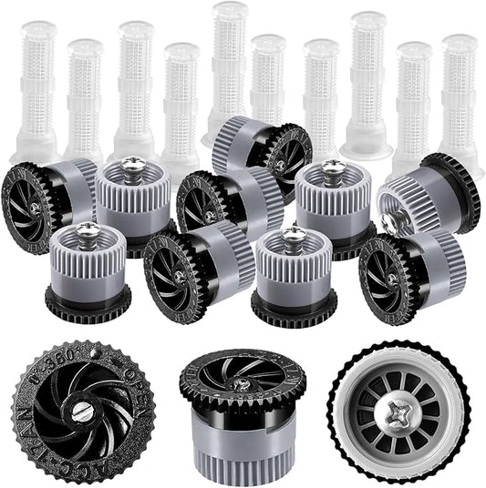 12 Pack Variable Arc Nozzle, Pop-up Sprinkler Heads Replacement Compatible with Most of 360 Degree Adjustable Pop Up Sprinklers Spray Head for Garden Lawn Irrigation (17AN)