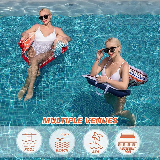 WERNNSAI Inflatable Pool Floats for Adults - 2 Pack Water Hammock Fabric Mesh Pool Rafts Portable Multi-Purpose Floating Swimming Hammock Water Lounge Chair Drifter for Summer Beach Party