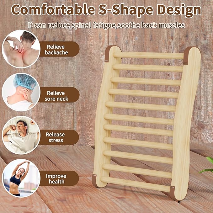 2 Pack Upgraded Sauna Backrest, Sauna Accessories, Sauna Backrest Infrared, Wooden Sauna Backrests Slip-Resistant and Ergonomic S-Shape, Barrel Sauna Backrest for Any Barrel or Infrared Sauna