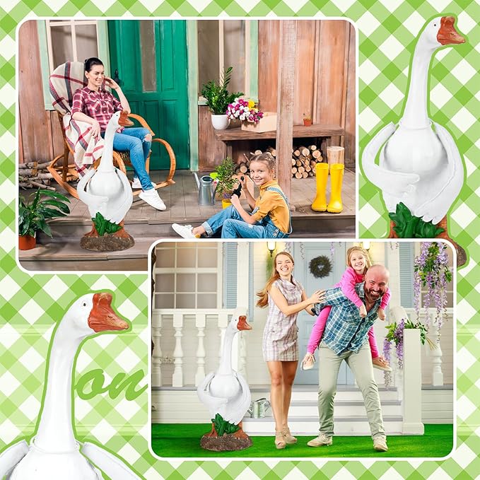 Poseable Goose Wings for 23''-28" Porch Goose Adjustable White Wire Geese Arm Wings Costume Accessories for Front Porch Lawn Patio Yard Decoration