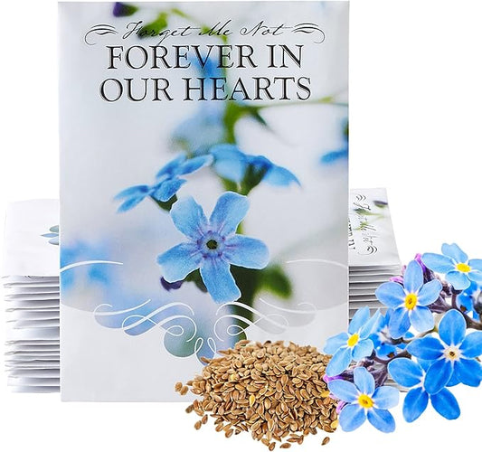 American Meadows Wildflower Seed Packets Forever in Our Hearts Memorial Favors (Pack of 20) - Forget-me-Not Seed Mix, Favors for Funerals, Wakes, Viewings, Visitations, Memorial Services