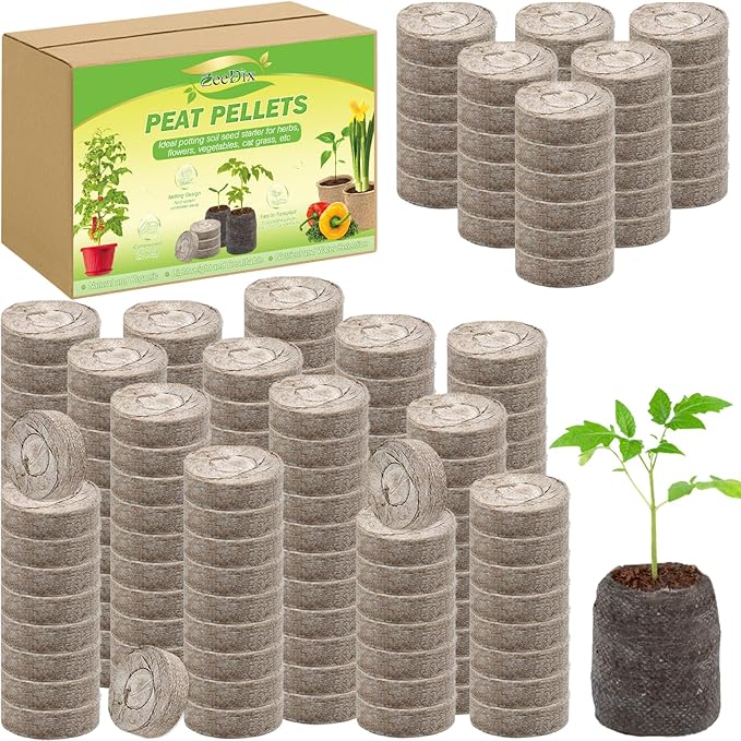 ZeeDix 500 Pcs (30mm) Peat Pellet Fiber Soil Plant Seed Starters - Seed Starter Pellets Pods Compressed Peat Pellets for Grow Herbs, Plant, Flowers and Vegetables