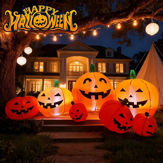 7.5 FT Halloween Inflatables Decorations Pumpkin, Halloween Decorations Outdoor, Build-in LED Light Set, Halloween Blow Ups Inflatables for Yard Lawn Garden Décor Party Holiday