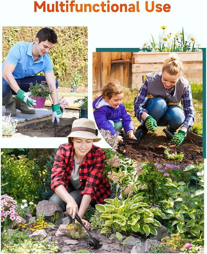 Weed Puller Tool Garden Weeding Tool, 12.2" Weed Puller Hand Weeder Tool, Portable Hand Weeding Tools Gardening, 4 Claw Steel Garden Hand Pulling Weeder Tool for Dandelion Remove Weeds for Garden Yard