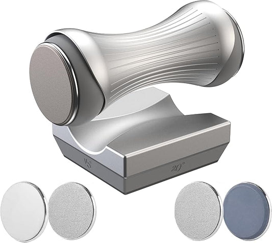 Premium Rolling Knife Sharpener - Sharpening Kit with 4 Angle System & 4 Stones - Aluminum Body with Guard - Case Included