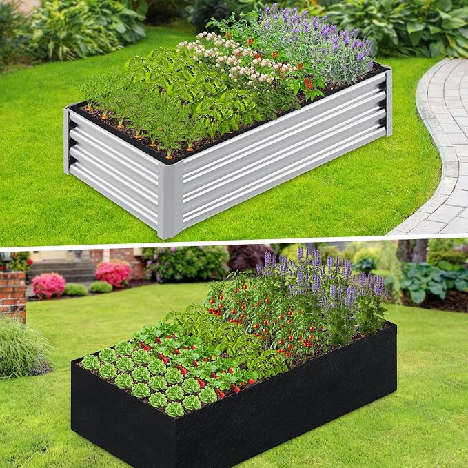 6x3x2ft Fabric Raised Garden Bed liner for Planter Raised Beds, Garden Grow Bed Bags to Grow Vegetables, Flowers, Fruits, Herbs, and Succulents, Rectangle Planting Container for Outdoor, 269 Gallon