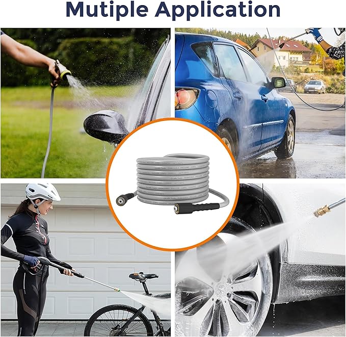 Giraffe Tools Pressure Washer Hose 50FT X 1/4", 3200 PSI Pressure Washing Hose, Kink Resistant, Heavy Duty Power Washer Hose, M22 to 3/8" Quick Connect Couplers for Replacement, 7 Accessories