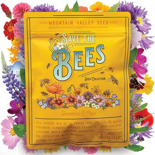 Wildflower Seeds Bulk, 2 Oz. 80,000+Seeds, Save the Bees Wild Flowers Seeds Mix-19 Non-GMO Varieties of Wildflower Seeds for Bees-Bee Friendly Wildflower Seeds-Pollinator Wildflower Seeds for Planting