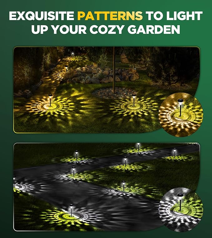 10 Pack Ultra Bright Solar Lights Outdoor Waterproof, from Dusk to Dawn Up to 12H Solar Light for Outside, Auto On/Off Solar Powered Garden Pathway Lights, Landscape Lighting (Warm White)