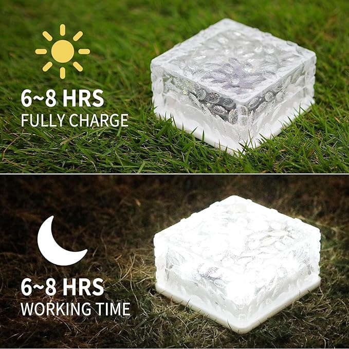 4Pcak Solar Brick Lights, Outdoor Solar Lights,-Pavers Lights,Solar Pathway Lights Outdoor Waterproof,for Garden Courtyard Pathway