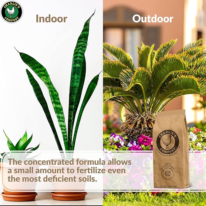 Charlie's Compost - Organic Fertilizer for Home Gardens, Raised Beds, Containers, Natural Soil Amendment with Biochar 10lb