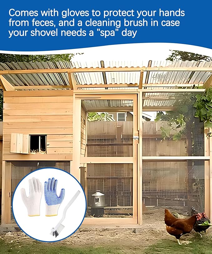Chicken Coop Scoop 2-in-1 Chicken Poop Scooper & Rake - 62" Adjustable Sand Sifting Shovel Cleaning for Chicken Coops Animal Pens, Reinforced Joint