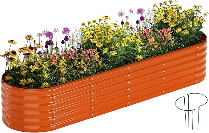 Galvanized Metal Planter Raised Garden Bed Kit for Gardening Outdoor,8x2x1ft Planter Grow Garden Box Raised Flower Bed,Long Vegetable Clearance Herb Raised Garden Beds for Gardening