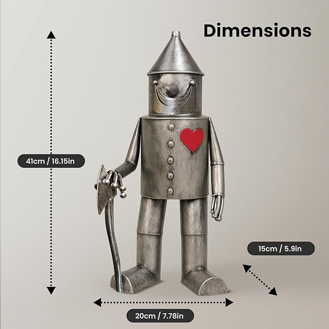 Tin Man Outdoor Statue β Whimsical Metal Yard Decor for Lawn or Patio β Unique Weatherproof Ornament β Giftable Sculpture for Outdoor Enthusiasts