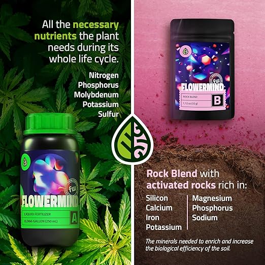 Vegan, Organic Liquid Fertilizer Kit| Biotechnology Fertilizer & Rock Dust, Longer Soil Enrichment | All-Purpose, Organic Liquid Plant Food for Vegetables, Plant| Indoor,Outdoor, 8.5 Fl.Oz +32g