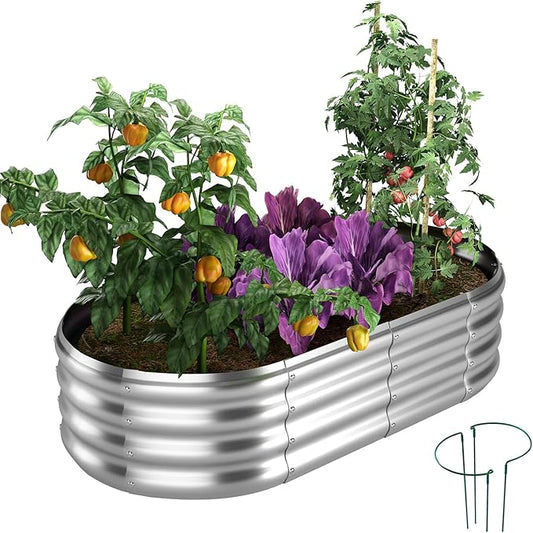 Galvanized Metal Planter Raised Garden Bed Kit for Gardening Outdoor,4x2x1ft Planter Grow Garden Box Raised Flower Bed