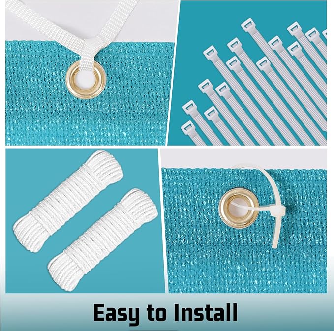 SUNNY GUARD Shade Cloth Custom Size 8x20 FT Sun Shade Screen Fabric Shade Cover Tarp with Grommets for Pergola Backyard Garden, Turquoise(We Customized)