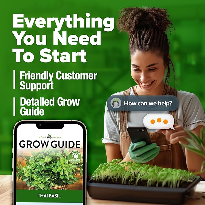 HOME GROWN Thai Basil Seeds Pack - 876 High Germination Non-GMO Heirloom Herb Seeds for Planting, Ideal for Growing Fresh Basil Planting Indoor or Outdoor (Ocimum basilicum VAR. thyrsiflora)