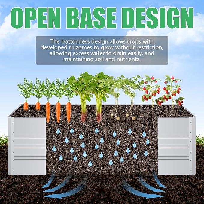 SnugNiture Galvanized Raised Garden Bed 8x4x2FT Outdoor Large Metal Planter Box Steel Kit for Planting Vegetables, Flowers