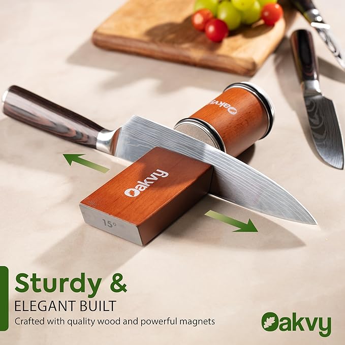 Rolling Knife Sharpener - Diamond & Ceramic Knife Sharpener Discs, Multi-Angle Magnet Knife Sharpening Kit, Long-Lasting Knife Sharpeners