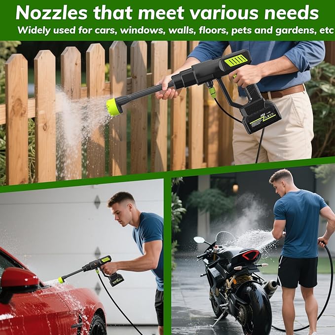 Cordless Pressure Washer Battery Powered; 990 PSI Cordless Power Washer with 4.0Ah Battery&Charge - 6-in-1 Nozzle, Handheld Portable Pressure Washer Cordless & Portable Handheld Power Washer