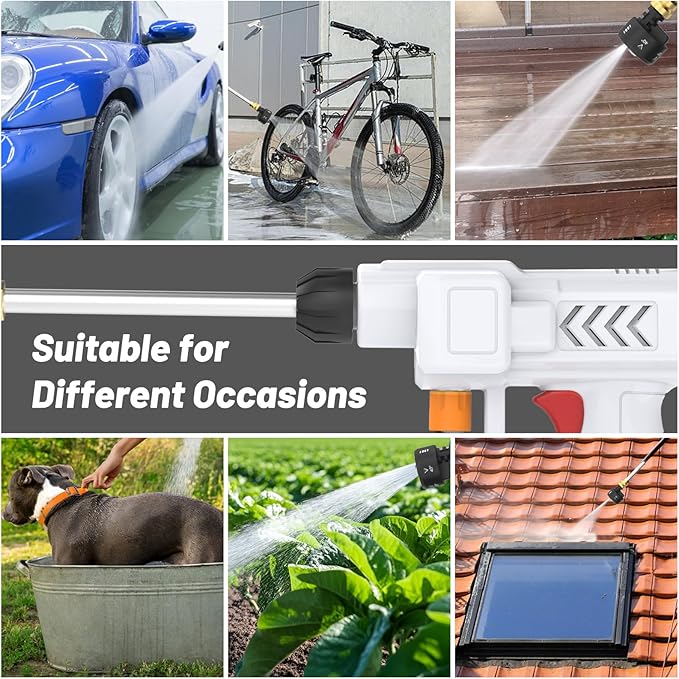Housiwill Cordless Pressure Washer, Portable Battery Pressure Washer, 6-in-1 Nozzle Portable Cordless Power Washer Handheld for Car Floor Patio Cleaning.