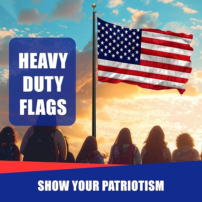 Super Tough 8ft x 12ft Nylon American Flag | Embroidered Stars and Sewn Stripes | Brass Grommets | Heavy-Duty Outdoor Flag | Fade Resistant American Flag Made in USA | All Weather Nylon