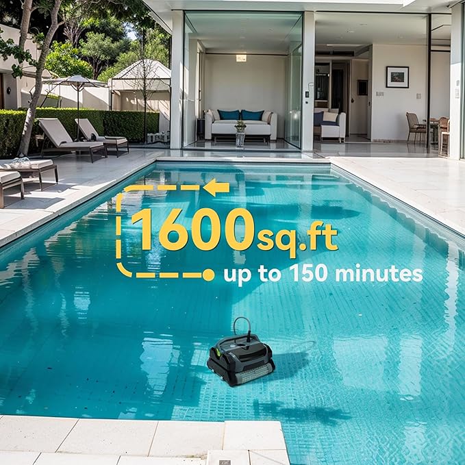 Fully Automatic Robot Swimming Pool Vacuum Cleaner, with Wall-Climbing Function, 360 Degree Kink Free Patented Technology, Swimming Pool Cleaning Robot, Large Filter Installed On The Top,82 Ft