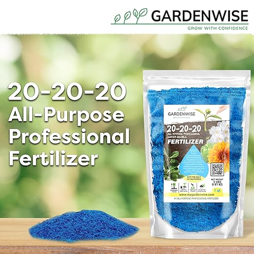 20-20-20 Water-Soluble Fertilizer โ Powder for Liquid Plant Food for Indoor & Outdoor Plants, Orchids, Vegetables, Lawns, Flowers โ 20 20 20 Fertilizer (10 QUARTS)